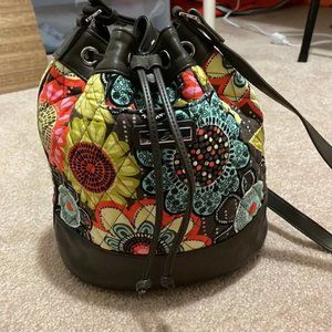 Vera Bradley Flower Shower Bucket Medium Handbag Crossbody